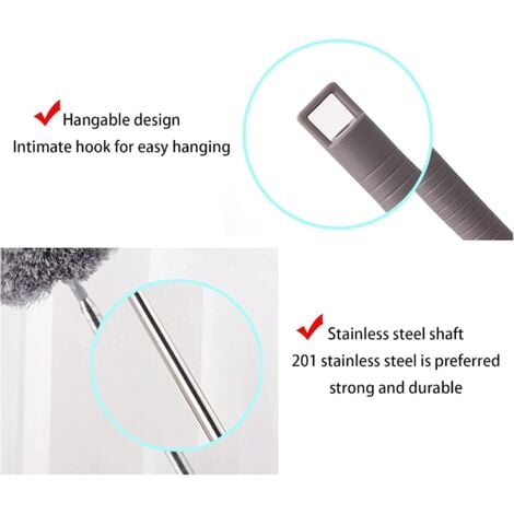 AlwaysH Telescopic Duster 7pcs Microfiber Cleaning Kit with Washable Stainless Steel Handle Removable Heads Dust Broom for Ceiling
