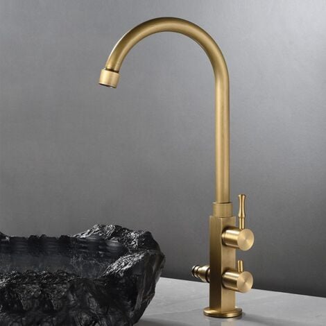 AlwaysH Antique Brass Faucet Single Cold Outdoor Sink Rotatable Faucet
