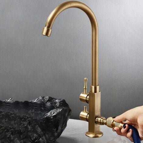 AlwaysH Antique Brass Faucet Single Cold Outdoor Sink Rotatable Faucet