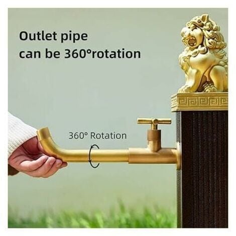 AlwaysH Brass Cold Water Wall Mounted Faucet, Antique Long Garden Tap, 360° Swivel Mixer Tap with Cross Handle, Brushed
