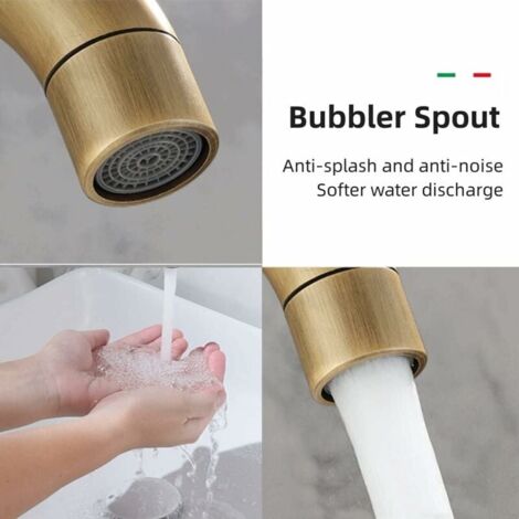 AlwaysH Brass Cold Water Wall Mounted Faucet, Antique Long Garden Tap, 360° Swivel Mixer Tap with Cross Handle, Brushed