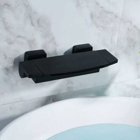 AlwaysH Black Waterfall Bathtub Faucet Wall Mounted Bathroom Bath Faucet With Hand Shower Bath Mixer Tap
