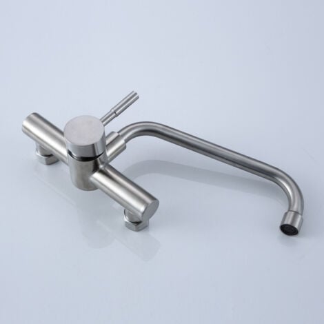 AlwaysH Wall Mounted Kitchen Sink Faucet, 304 Stainless Steel Kitchen Mixer Tap, Kitchen Faucet with Rotatable Spout