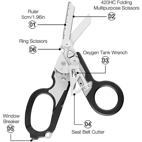 Window Scissorsw AlwaysH Scissors with Case, 6 in 1 Folding Response Rescue Scissors ...