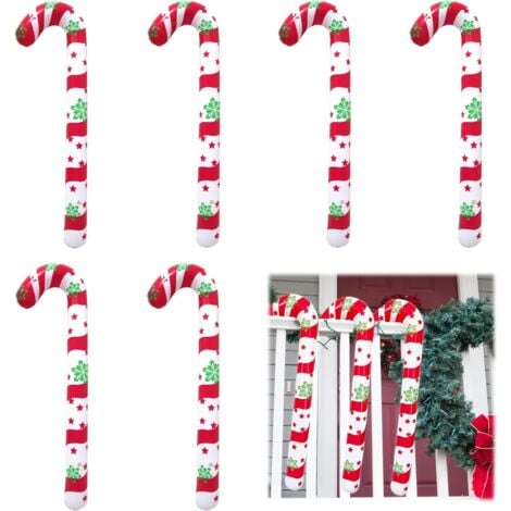AlwaysH 6 Pieces Inflatable Christmas Candy Cane 90cm Inflatable Candy Cane Inflatable Christmas Walking Stick Christmas Decoration Outdoor Candy Cane for Christmas Indoor or Outdoor Decoration