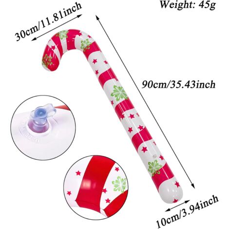 AlwaysH 6 Pieces Inflatable Christmas Candy Cane 90cm Inflatable Candy Cane Inflatable Christmas Walking Stick Christmas Decoration Outdoor Candy Cane for Christmas Indoor or Outdoor Decoration