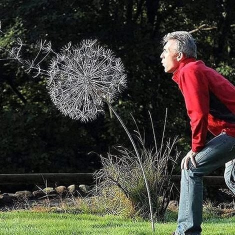 AlwaysH Garden Art Sculpture Dance Yard Decorations Stainless Steel Garden Garden Ornaments Garden Dandelion for Outdoor Decoration