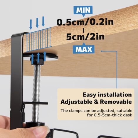 Zilink No Dril Standing Desk Cable Management Tray 30" Under Desk Cable Tray Clamp Screw Mount Under Table Cable Management Premium Fabric Wire Management For Home Office