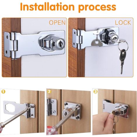 AlwaysH Padlock Locking Hasp 2 Pairs Zinc Alloy Locking Hasps, Hasp Lock, Zinc Alloy Hasp Lock for Locking Shed Doors Cabinets Boxes
