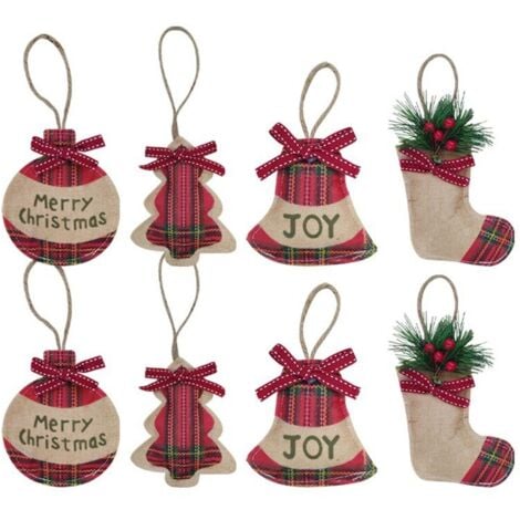 AlwaysH Pcs Christmas Tree Ornaments Hanging Ball Decorations Tree Sock Star Shapes Pendant with Rope, Embellishments Crafts for Christmas Decoration Wedding Party Decor