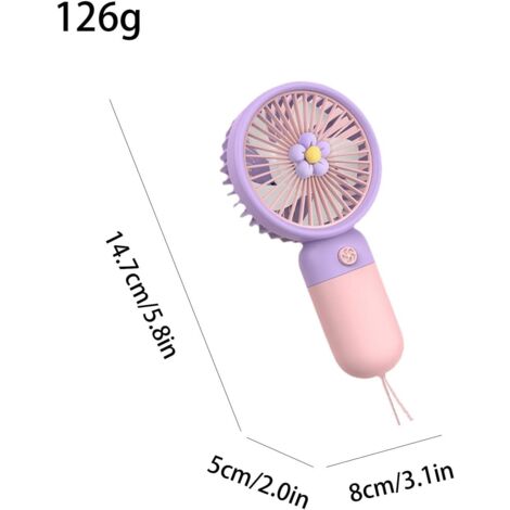 AlwaysH Personal Pocket Fan Portable Rechargeable Fan Small Cooling Fan Battery Operated Handheld Fan with Small Flower for Girls Boys Women Men 157.85.3cm