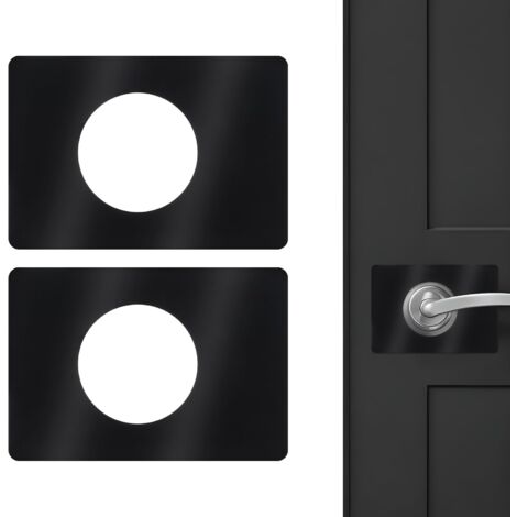 AlwaysH Pack Stainless Steel Door Reinforcement Plates - Door Lock Hole Repair Installation Kit - Black - For Interior and Exterior Doors