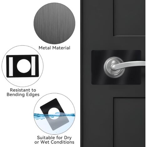 AlwaysH Pack Stainless Steel Door Reinforcement Plates - Door Lock Hole Repair Installation Kit - Black - For Interior and Exterior Doors
