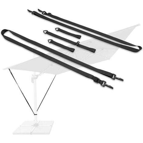 AlwaysH Parasol Wind Protection Set Adjustable Polyester Belts Windproof Heavy Duty Solid Metal Hooks