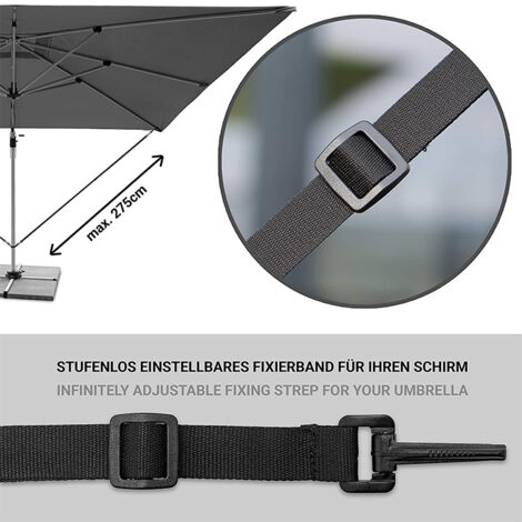 AlwaysH Parasol Wind Protection Set Adjustable Polyester Belts Windproof Heavy Duty Solid Metal Hooks