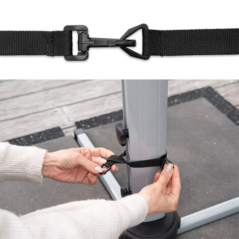 AlwaysH Parasol Wind Protection Set Adjustable Polyester Belts Windproof Heavy Duty Solid Metal Hooks