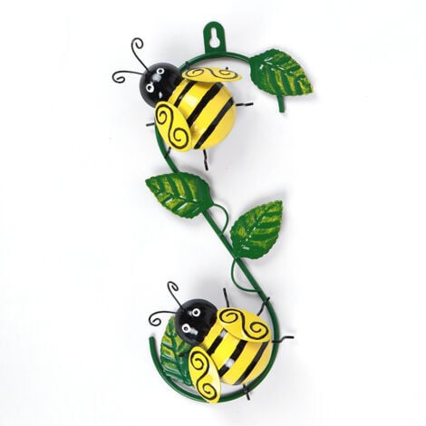 AlwaysH Metal Bee Wall Decor Fence Garden Hanging Decorative Sculpture Outdoor Garden Decoration Animals Metal Wall Decor Garden Art Hanging Decorations