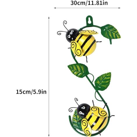 AlwaysH Metal Bee Wall Decor Fence Garden Hanging Decorative Sculpture Outdoor Garden Decoration Animals Metal Wall Decor Garden Art Hanging Decorations