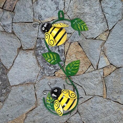 AlwaysH Metal Bee Wall Decor Fence Garden Hanging Decorative Sculpture Outdoor Garden Decoration Animals Metal Wall Decor Garden Art Hanging Decorations