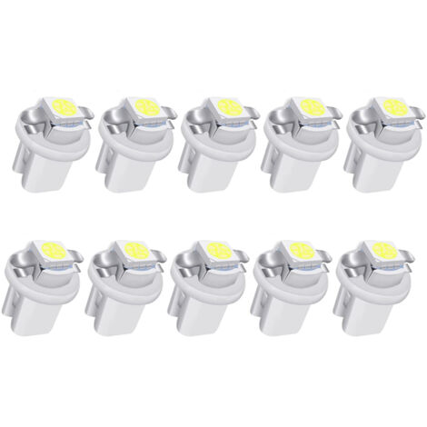 10-Pack Super White B8.5D LED Bulbs – T5 Wedge For Car Dashboard & Gauge Cluster (12V)