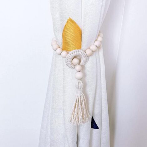 AlwaysH Pack Decorative Rope Curtain Tieback with Adjustable Rope Simple Braided Cotton Curtain Buckle Practical Rope Curtain Tiebacks for Home Hotel Window Decoration