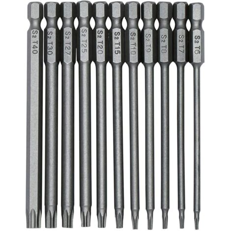 100mm 11pcs Set Torx Security Bit Set T6-T40 S2 Steel Magnetic - View #9