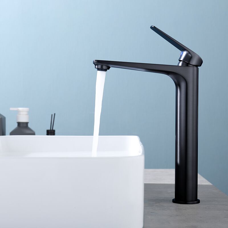 Universal - Robinet de lavabo de salle de bains noir à poignée unique  mélangeur chaud et froid joints d'évier robinet de cuisine d'eau noir