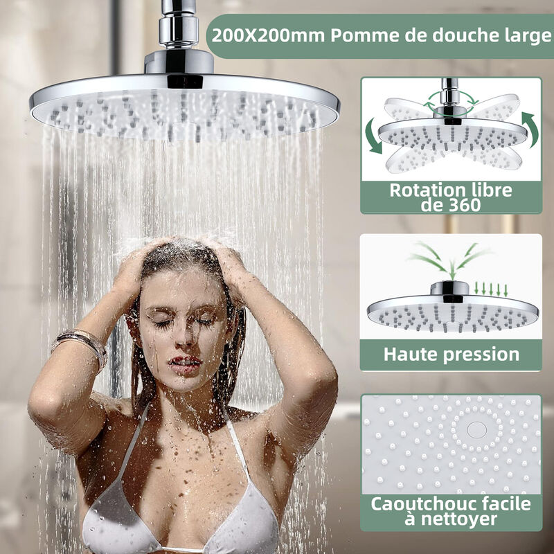 Colonne De Douche Mecanique Inox Accessoires Abs Douchette 3 Jets