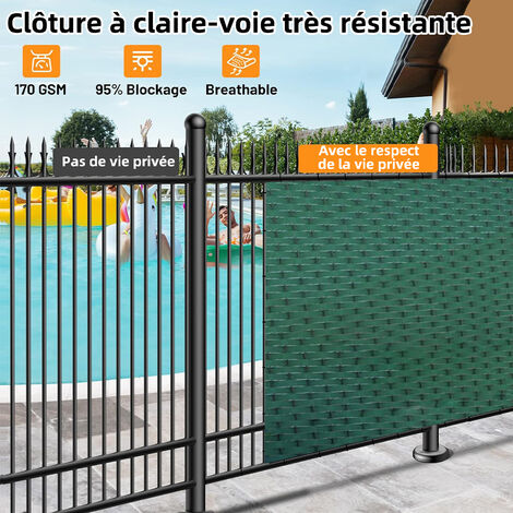 Kit Lamelles Occultantes PVC Vertes - 60m Pour Grillage - 46mm De Large - Avec 100 Clips