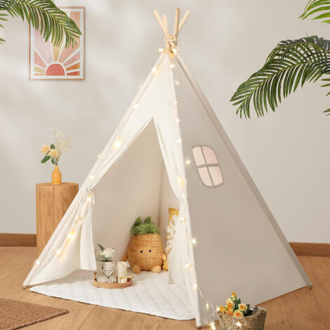 Tente De Jeu Pour Enfants 6 En 1 Avec Table, Chaise Et Rangement - Maison En Bois Pour Intérieur 2-6 Ans - 13