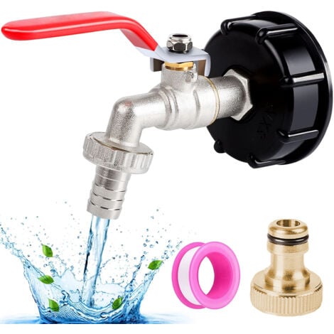 Robinet Laiton 1/2 S60X6 IBC- Raccord cuve Eau1000 L-Connecteur Cuve Filetage Grossier 3/4''-Robinet Recuperateur Eau De Pluie