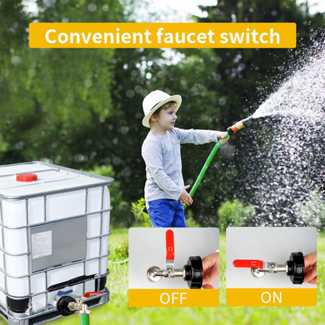 Robinet Laiton 1/2 S60X6 IBC- Raccord cuve Eau1000 L-Connecteur Cuve Filetage Grossier 3/4''-Robinet Recuperateur Eau De Pluie