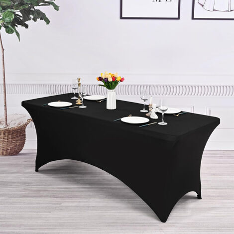 Housse pour Tables Nappe de Tables,Couverture de Table rectangulaire Extensible pour Table Pliante de 180cm Noir