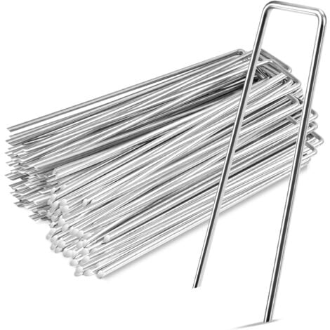 Lot de 50 Piquets de Fixation - 15 cm x 3 cm - Ø 3 mm - Acier Galvanisé-Sardine Piquet Terre Tente Jardin