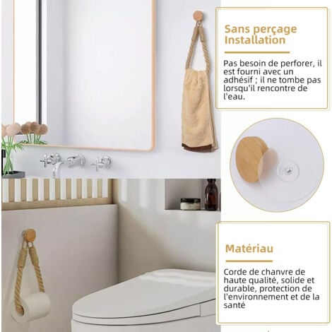 Porte-Papier Toilette en Bois sans perçage,Porte-Rouleau de Papier Toilette Vintage