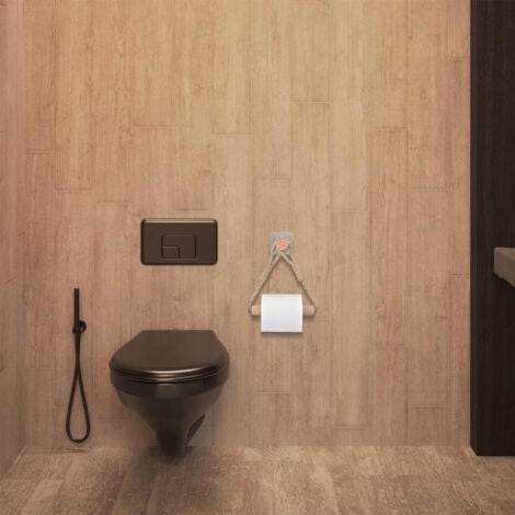 Rouleau de Papier Toilette sans perçage, Porte-Papier Toilette Corde en Bois Anneau De Serviette Rustic