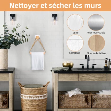 Rouleau de Papier Toilette sans perçage, Porte-Papier Toilette Corde en Bois Anneau De Serviette Rustic