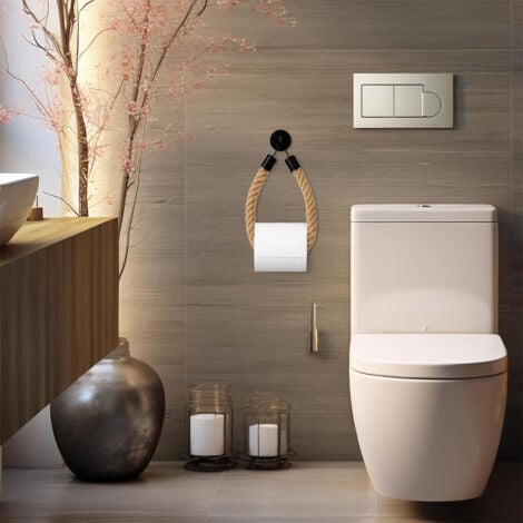Porte Papier Toilette Corde, Porte Rouleau Papier Toilette Murale pour Salle de Bain et Cuisine