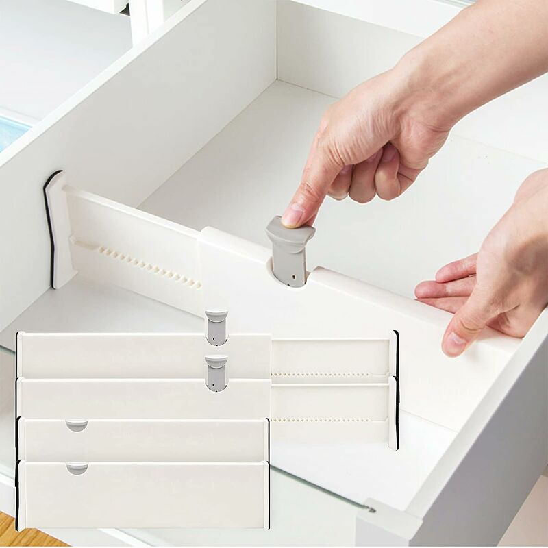 (4 Stück) Organizer-Schubladenteiler, Set mit 4 verstellbaren  Schubladenteilern, Aufbewahrungsteiler für Waschtisch, Badezimmer,  Küchenaufbewahrung, Büro