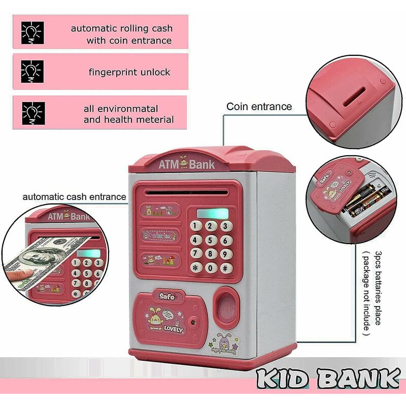 Elektronisches Geldautomaten-Sparschwein, Sparschwein mit Passwortschutz,  automatische Papiergeld-Sparbox, tolles Weihnachtsgeburtstagsgeschenk für  Kinder, Mädchen und Jungen