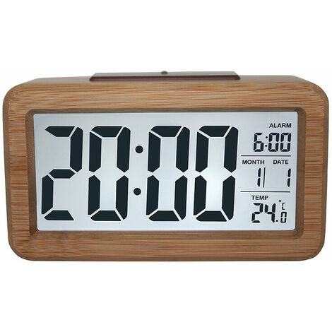 Holz-Digitalwecker, AboveClock LED-Wecker, nicht tickende Digitaluhr mit  Datum, Temperatur, Schlummerfunktion, batteriebetriebene Digitaluhr, Farbe:  3