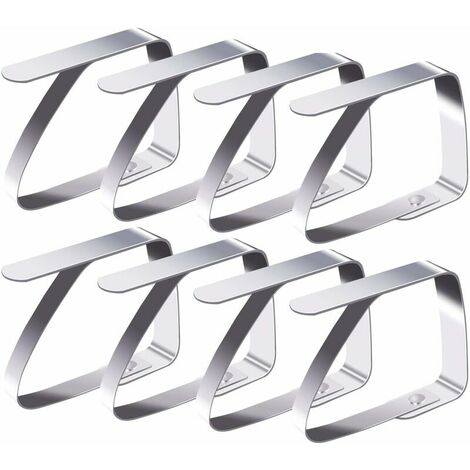 Tischdeckenklammern, Set mit 8 Tischdeckenklammern aus Edelstahl,  rutschfest, 54,3 cm, Silber
