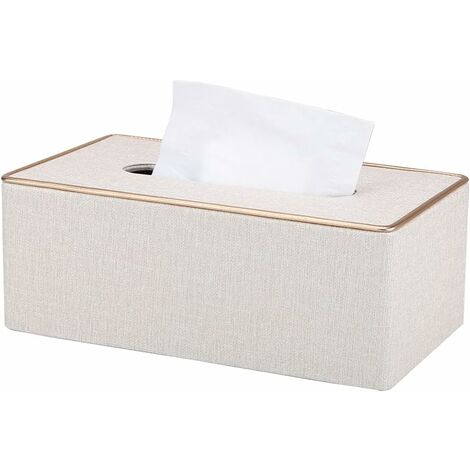 Taschentuchboxen aus PU-Leder, rechteckiger Taschentuchspender,  Taschentuchhalter für Zuhause, Auto (Perlweiß)