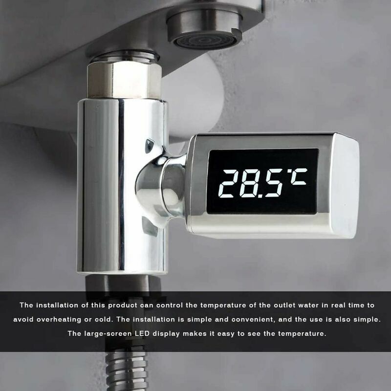 Duschkopf-Thermometer, LED-Digitalanzeige, Wasserbad, schnelle Temperatur,  drehbar, visuell für Wasserhahn, Duschmonitor