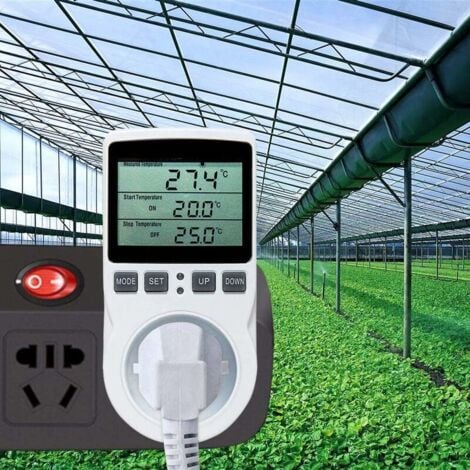 Digitale Thermostatsteckdose, Temperaturregler 230V mit Sensor, LCD