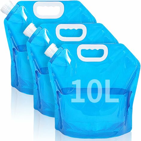 3er-Pack 10 l faltbarer Wasseraufbewahrungsbeutel mit festem