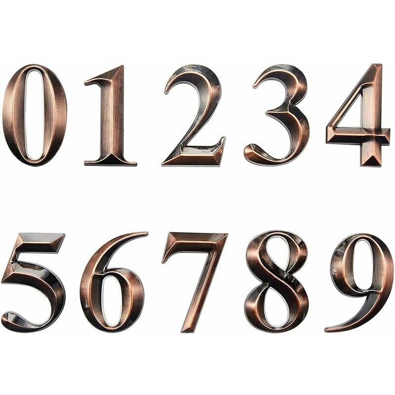 Türnummern-Set mit 20 3D-Aufklebern für Briefkästen von 0 bis 9,5