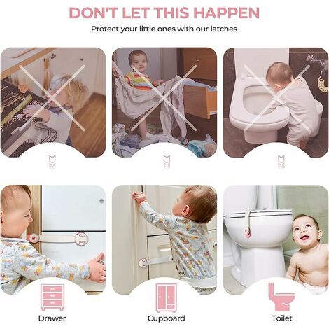 Baby-Schrankblock (verbessert), Baby-Sicherheits-Türblock, Set mit 6  Verriegelungsriegeln, Kindersicherung zur Anbringung an Schubladen,  Kühlschränken