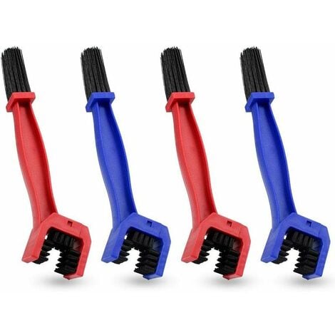 Fahrradketten-Reinigungsbürste, 4 Stück Motorrad-Kettenreiniger,  Kunststoff-Fahrradketten-Reinigungsbürste, Motorrad-Kettenwartungs-Reinigungswerkzeug  (blau, rot)