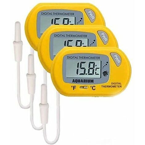 3Pcs LCD Digital Wasser Thermometer für Aquarium Aquarium Vivarium Reptil  Terrarium (Gelb)